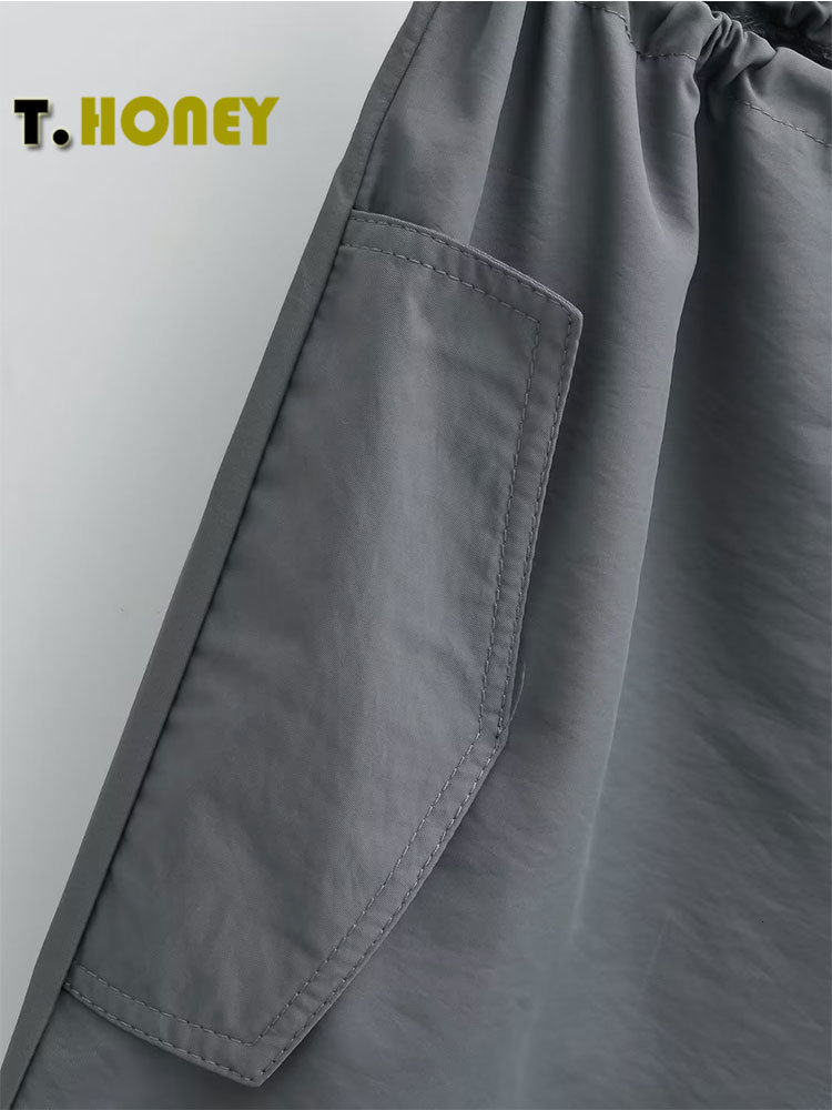 Women s Pants s TELLHONEY Women Fashion Drawstring Pleat Baggy Cargo Female High Street Chic Low Waist Wide Leg Jogging Parachute Trousers 230309