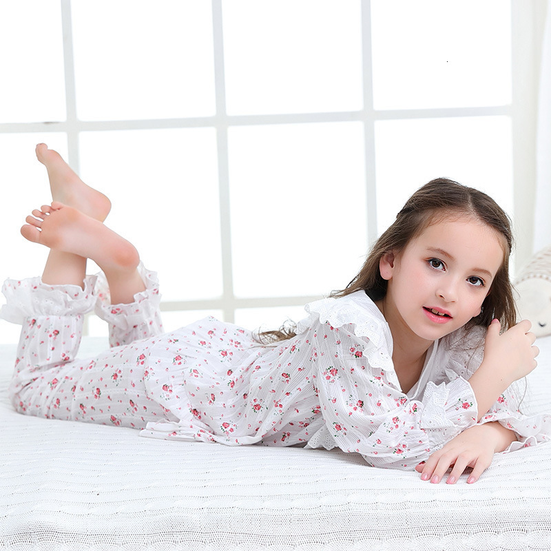 Pajamas Autumn Sleepwear Kids Pajama Sets Girls Nightclothes Baby Pyjamas Long Sleeve Flare Children Home Clothes 2Y-14Y 230310