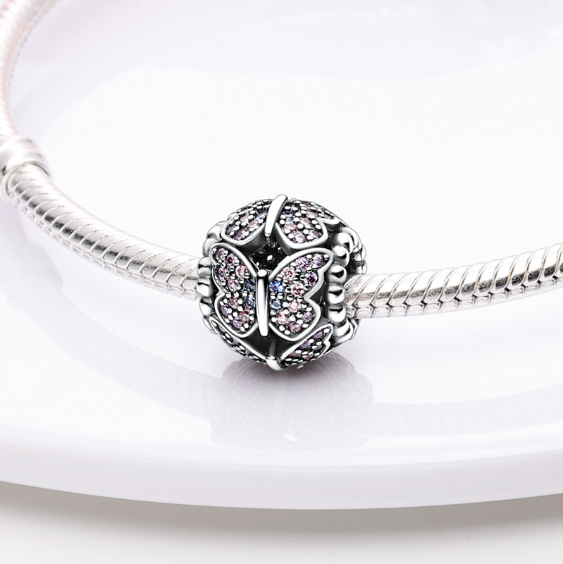 S925 Snake Pure Silver Hot Air Balloon And Flower Butterfly Charm Beads Suitable For Bracelet DIY Fashion Jewelry