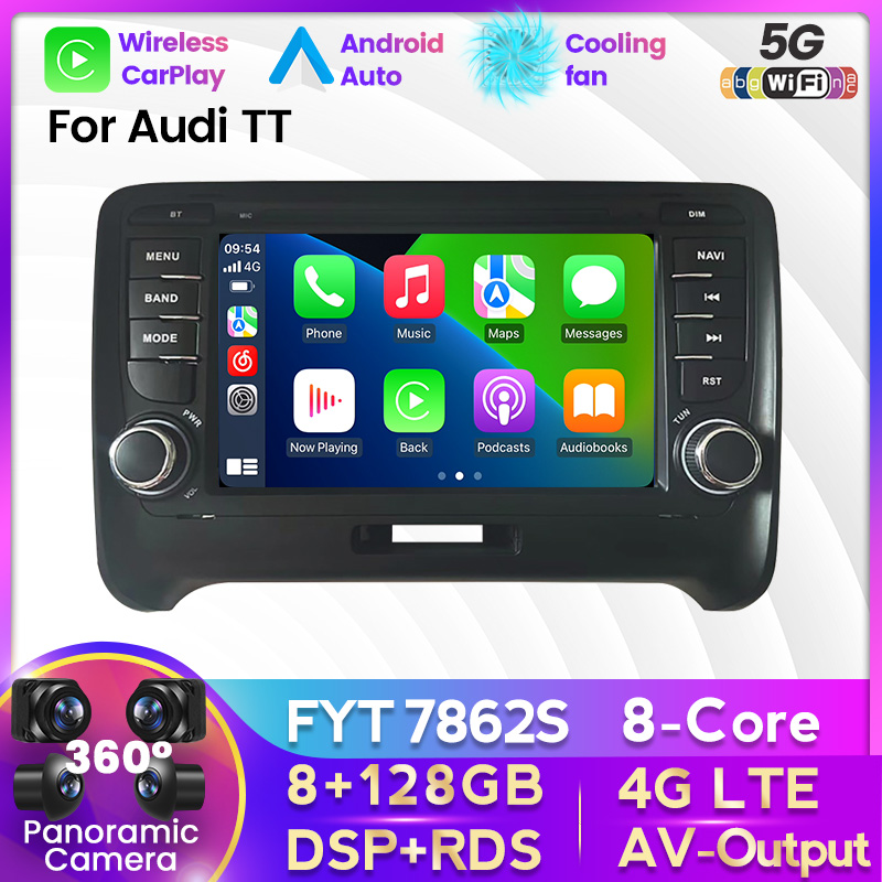 7inch Android11 2 DIN GPS Radio CAR DVD For Audi TT MK2 8J 2006 2007 2008 2009 2010 2011 2012 Multimedia Player Carplay Wifi LET DSP 4G