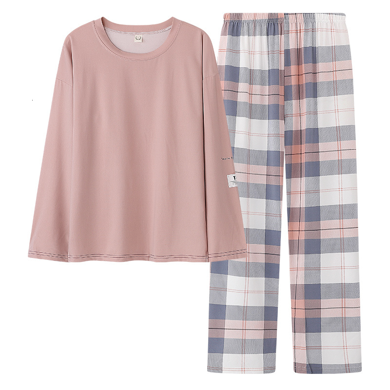 Women's Sleepwear Women Pajamas Set Simple Solid Color Nightwear Young Girl Sleepwear Pijama Mujer Long Sleeve Pyjamas Suit Female Clothing Set3X