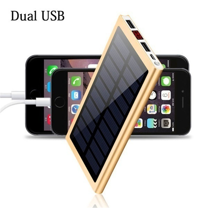 30000mAh Solar Power Bank Digital Display Thin Large Capacity Portable Fast Charger External Battery for IPhone Xiaomi mi Huawei