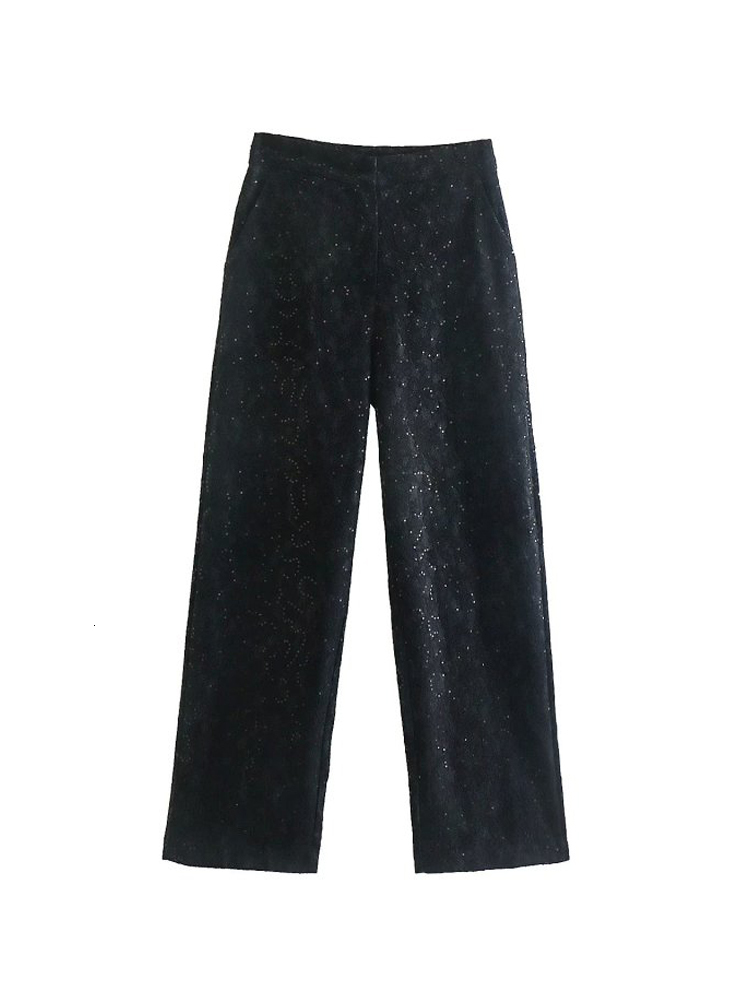 Women's Suits Blazers Spring Fashion Women's Sets Sequin Inlaid Lace Single Button Blazers High Waist Straight Long Pants Ensembles Femme 23