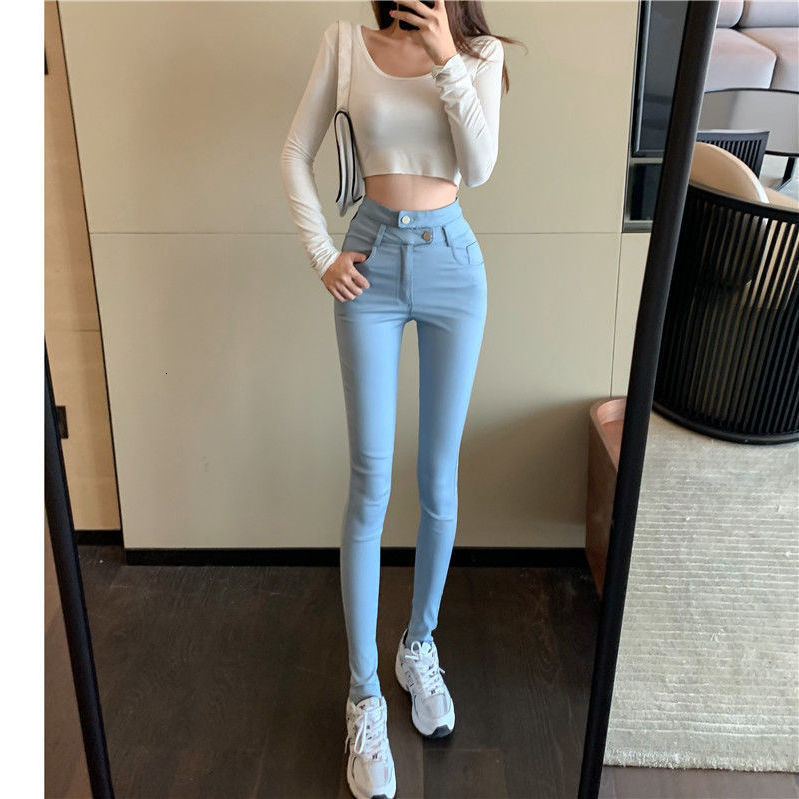 Women's Jeans Spring Women High Waist Denim Jeans Skinny Pencil Pants Leggings Elastic High Waist Denim Skinny Trousers 230310