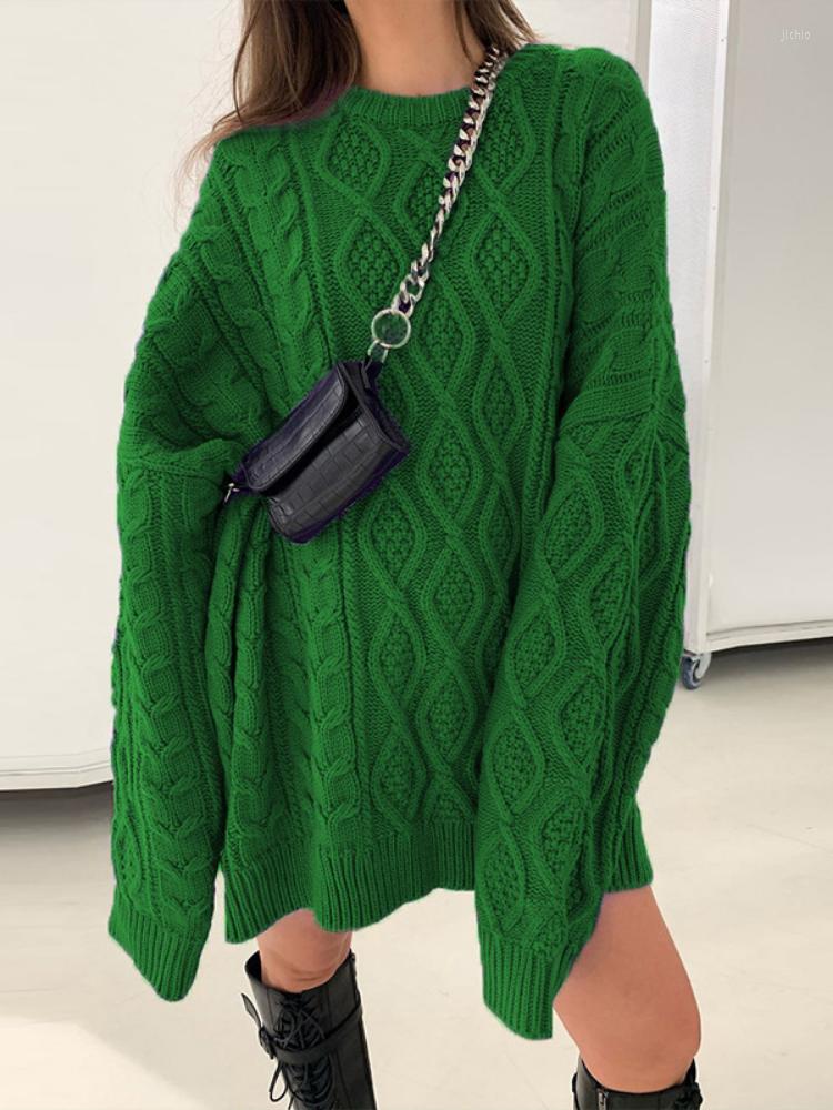 Casual Dresses High Street Fashion Twist Knitted Dress For Women Long Sleeve O Neck Mini 2024 Autumn Winter Solid Oversize