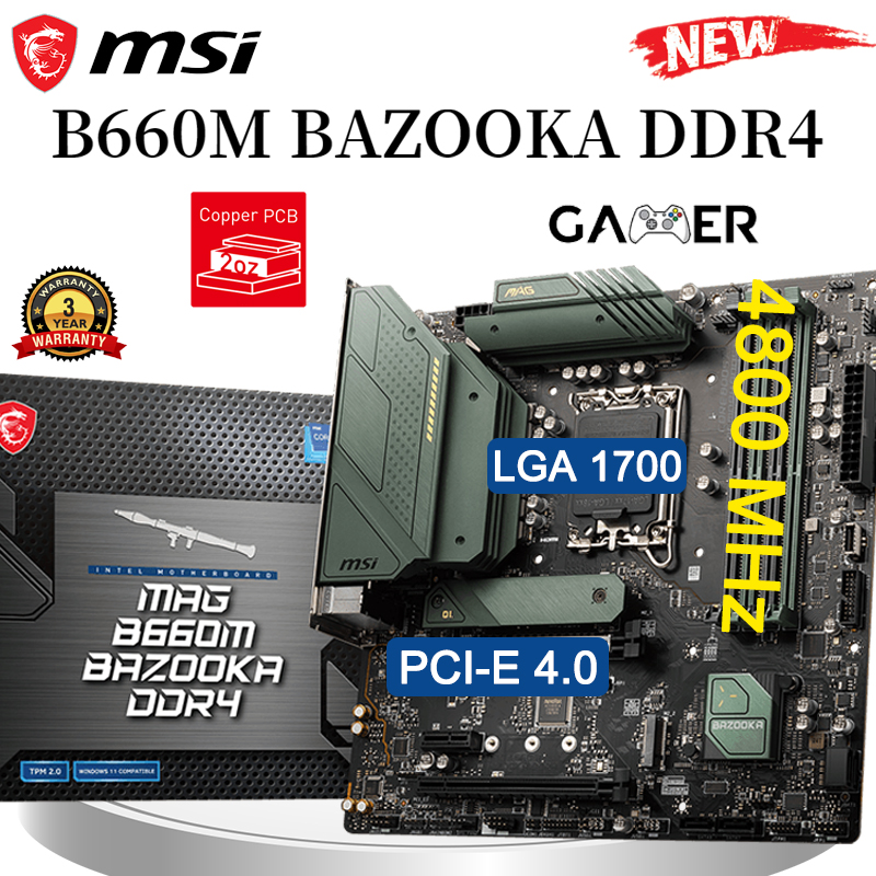 LGA 1700 MSI MAG B660M BAZOOKA DDR4 Mainboard Support Intel 12th CPU Dual Channel D4 128GB 4800MHz RAM PCI-E 4.0 Motherboard NEW