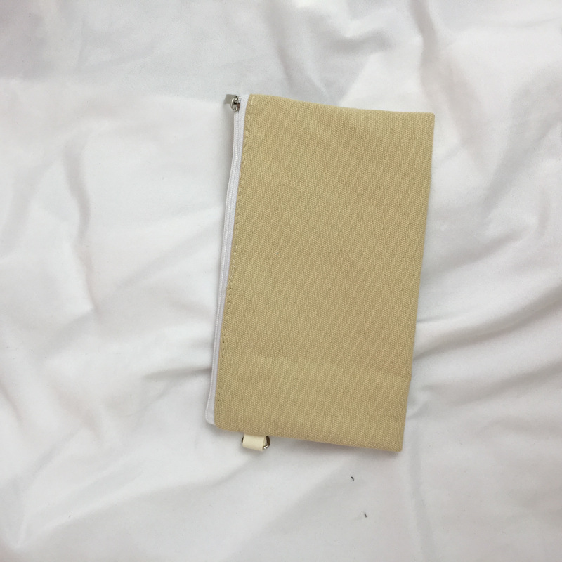 Simplicity Blank Canvas Zipper Pencil Cases Bags Pen Pouches Cotton Cosmetic Makeup Mobile Phone Clutch pocket money Bag