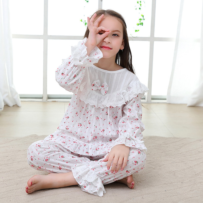 Pajamas Autumn Sleepwear Kids Pajama Sets Girls Nightclothes Baby Pyjamas Long Sleeve Flare Children Home Clothes 2Y-14Y 230310