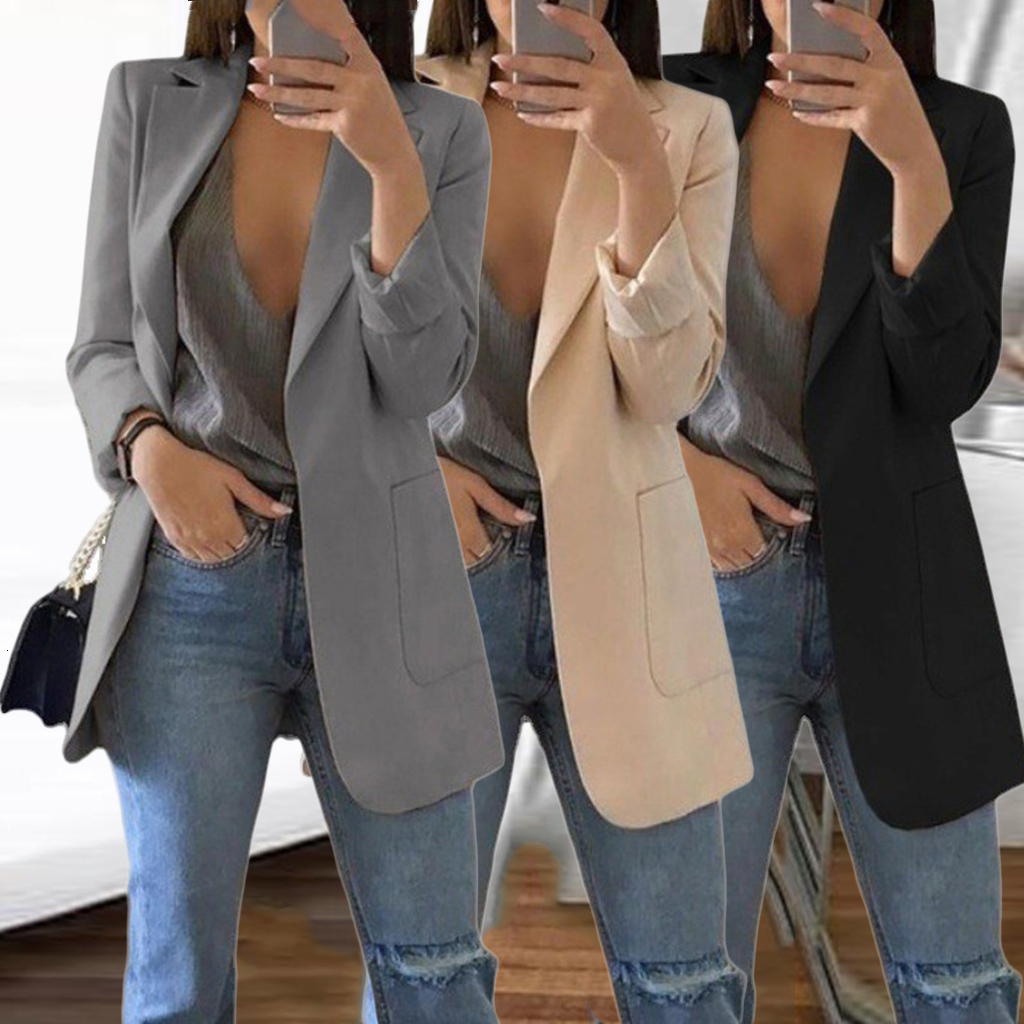 Women's Suits Blazers Women's Blazers Jacket Spring And Autumn Female Jacket Oversize Office Long Sleeve Solid Color Coat Loose Casual Cloth
