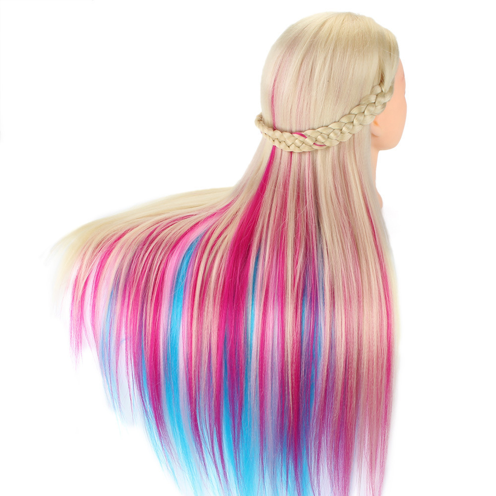 Mannequin Heads Neverland 29Inch Colorful Synthetic Hair Mannequin Head For Hairstyles Hairdressing Training Head Dummy Doll Clamp Accessories 230310