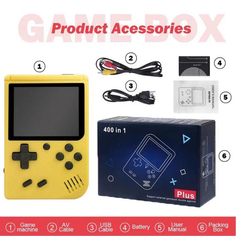 Portable 400-in-1 Mini Handheld Retro Video Game Console 8 Bit 3.0 Inch Color LCD Display AV Output Built-in 400 Classic Games Player For Kids Gift