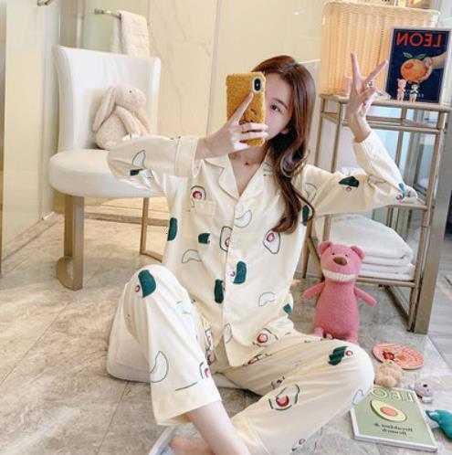 Women's Sleepwear Ins Net Red Long Sleeve Student's Sleepwear Pijamas Sweet Fresh Autumn Winter Two-piece Set Pajamas Women Cute Home Clothe