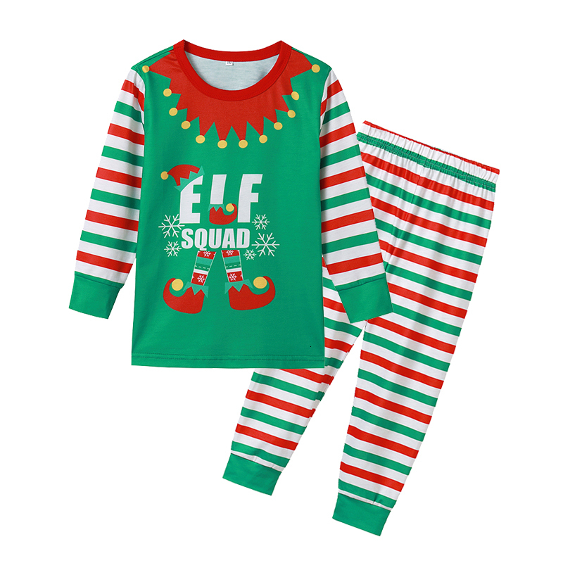 Family Matching Outfits Christmas Parentchild Pajamas Set Xmas Home Elf Print Sleepwear Nightwear Kids Dad Mom 230310
