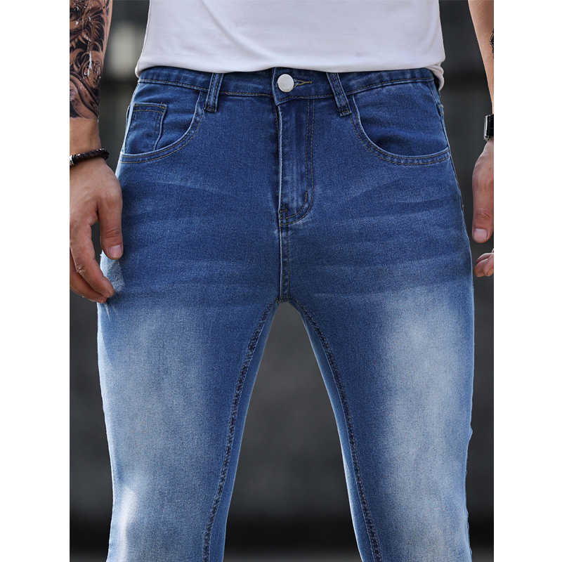 Men's Jeans 2023 New Stretch Skinny Blue Solid Color Elastic Classic Men Slim Fashion Denim Trousers Male Streetwear Y2303