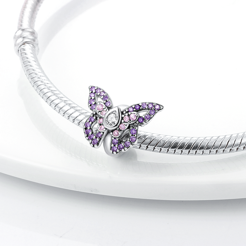 S925 Snake Pure Silver Hot Air Balloon And Flower Butterfly Charm Beads Suitable For Bracelet DIY Fashion Jewelry