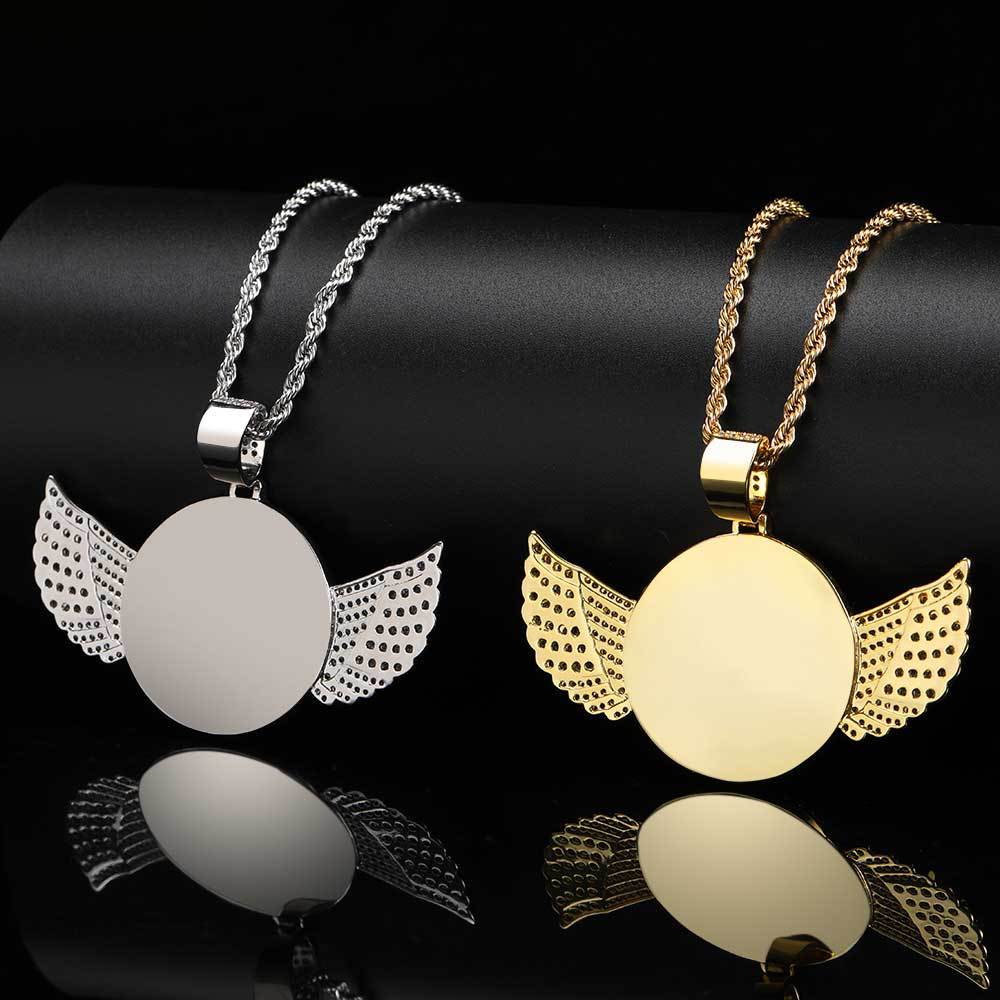Hip Hop Custom Photo Pendant Necklace Round Memorial Frame Medal Pendants Men Women Gift