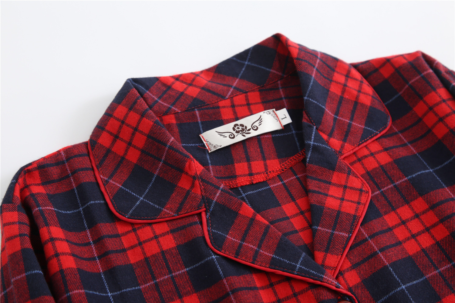 Women's Sleepwear Women's Autumn and Winter Cotton Brushed Flannel Long-sleeved Cardigan Plaid Clothes with Long Trouser Womens Two Piece Se