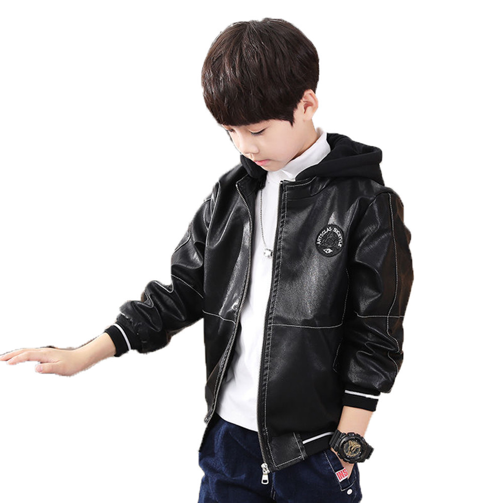 Jackets PU Leather Spring Autumn Jacket For Boy Korean Version Fashion Coat Western Style Casual Handsome Children's Clothing 230310