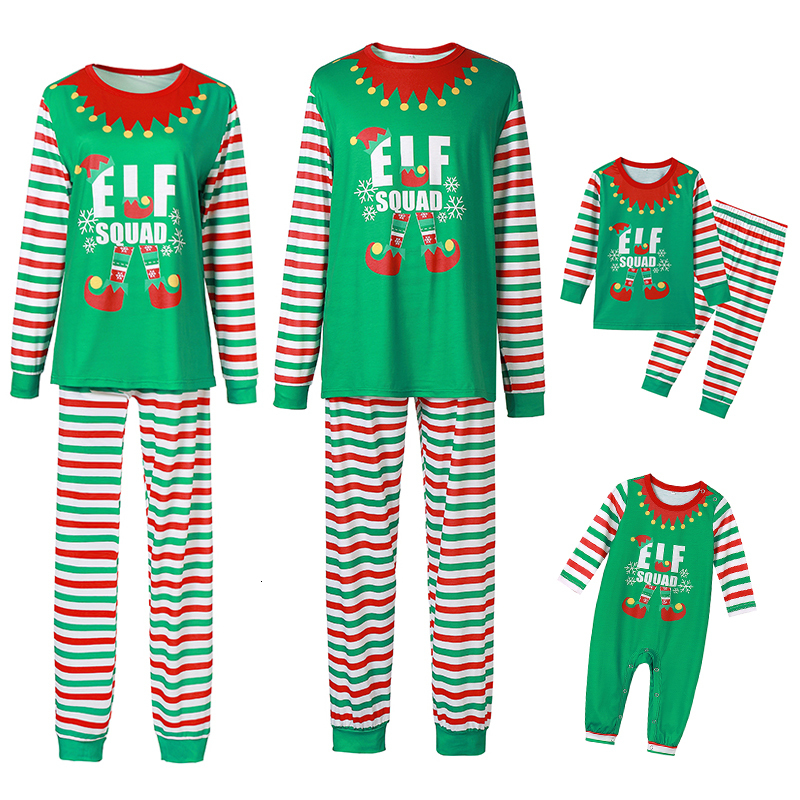 Family Matching Outfits Christmas Parentchild Pajamas Set Xmas Home Elf Print Sleepwear Nightwear Kids Dad Mom 230310