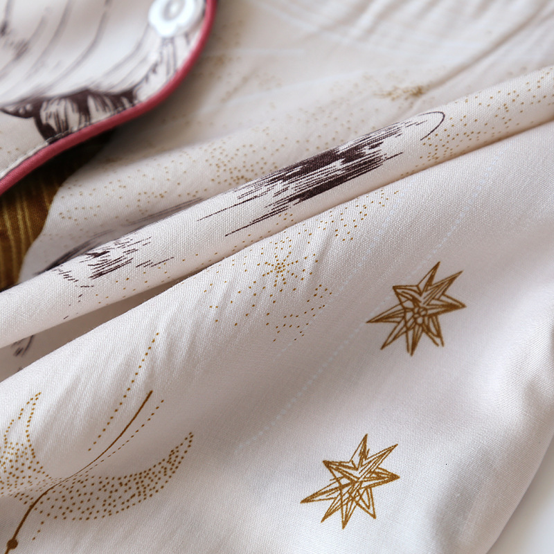 Women's Sleepwear Spring / Summer 100% viscose long-sleeved trousers ladies pajamas suit XL plus size long Sleepwear women's home Nightwear 