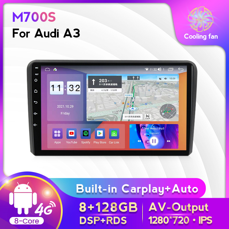 CAR DVD 2din Android All-in-one 4G LTE WIFI For Audi A3 2003-2011 8P 8P1 8V 3-door S3 RS3 car multimedia radio player Carpaly