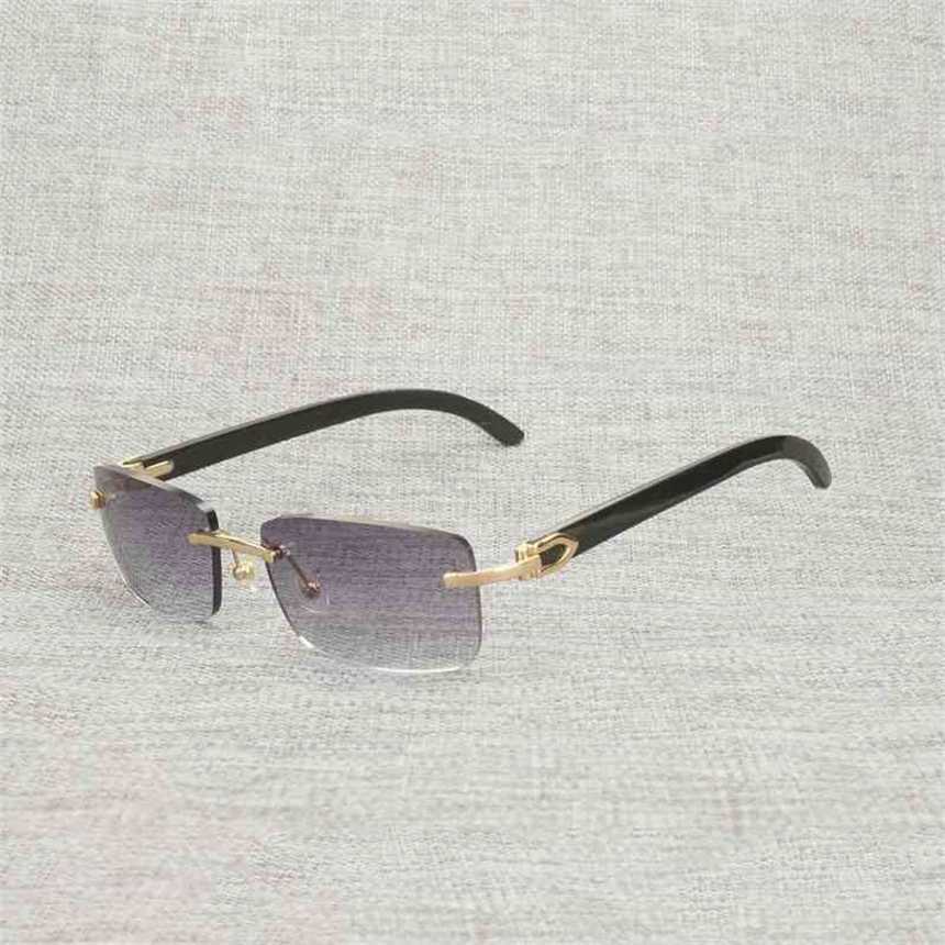 58% Sunglasses Vintage Buffalo Horn Rimless Men Natural Wood Square Glasses Metal Frame Women Wooden Shades Oculos Eyeglasses 012nkia New