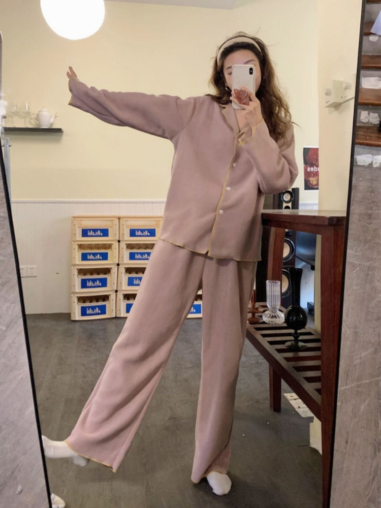 Women's Sleepwear Pajama Sets Women Autumn Simple Light Soft Nightwear Fashion Chic Lovely Style Casual Korean Sleepwear Mujer Student Ins Lounge