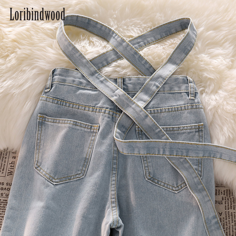 Women's Jeans Denim Trousers Women Sexy Korean Version Retro Small Waist Light Blue Jeans Women's Tie High Waist Loose Casual Wide-Leg Pants