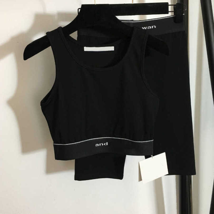 23ss women designer brand New yoga sports suit Letter webbing waist small vest five cent shorts womens clothing a1