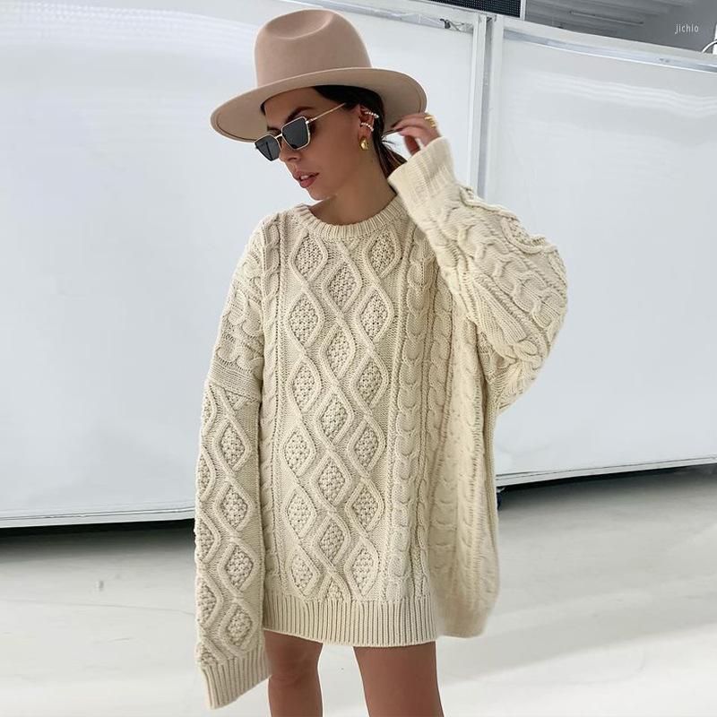 Casual Dresses High Street Fashion Twist Knitted Dress For Women Long Sleeve O Neck Mini 2024 Autumn Winter Solid Oversize