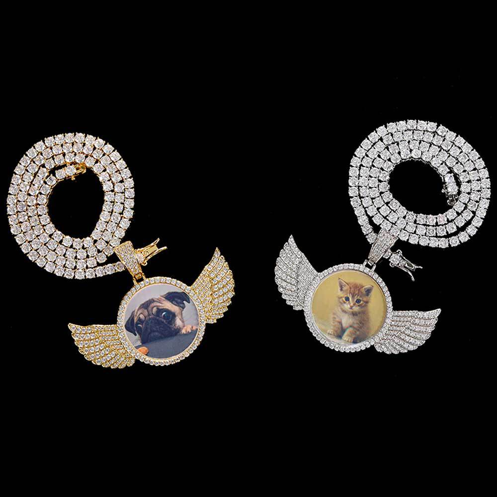 Hip Hop Custom Photo Pendant Necklace Round Memorial Frame Medal Pendants Men Women Gift