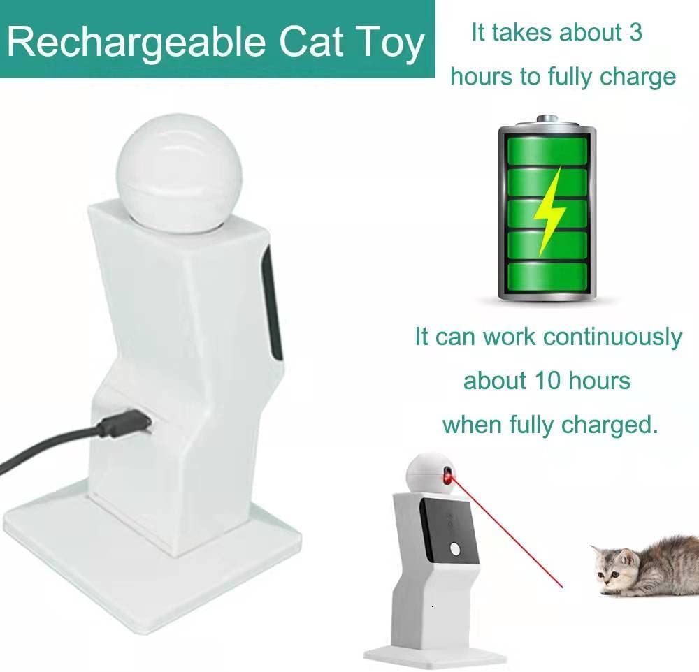 Cat Toys ATUBAN Automatic Laser Rechargeable Random Moving Interactive for s and Kittens Red Dot Exercising 230309