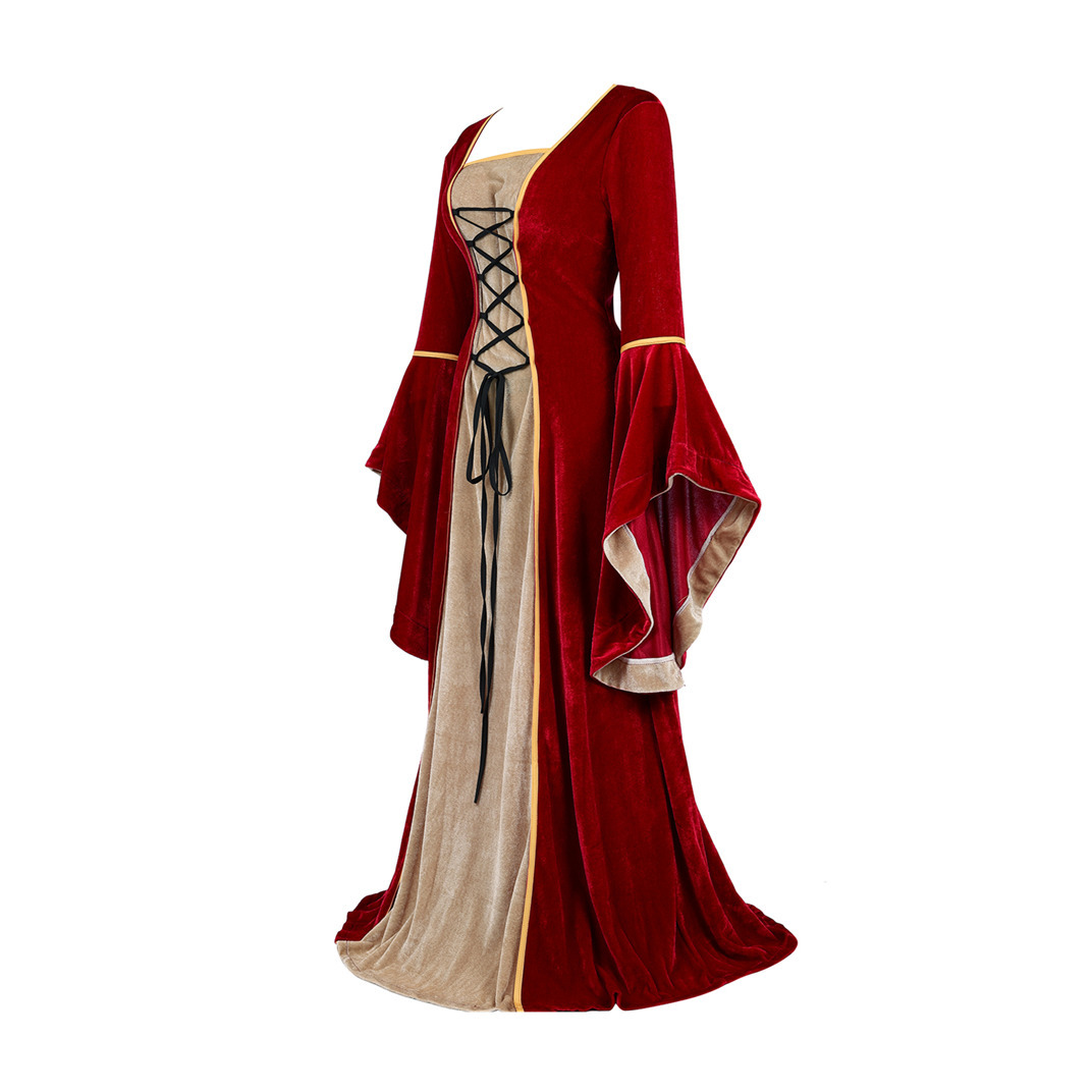 Casual Dresses European Medieval Renaissance Velvet Long Dress Women Gothiced Court Dress Waist Party Cosplay Halloween Costume Elegant Costume 230309