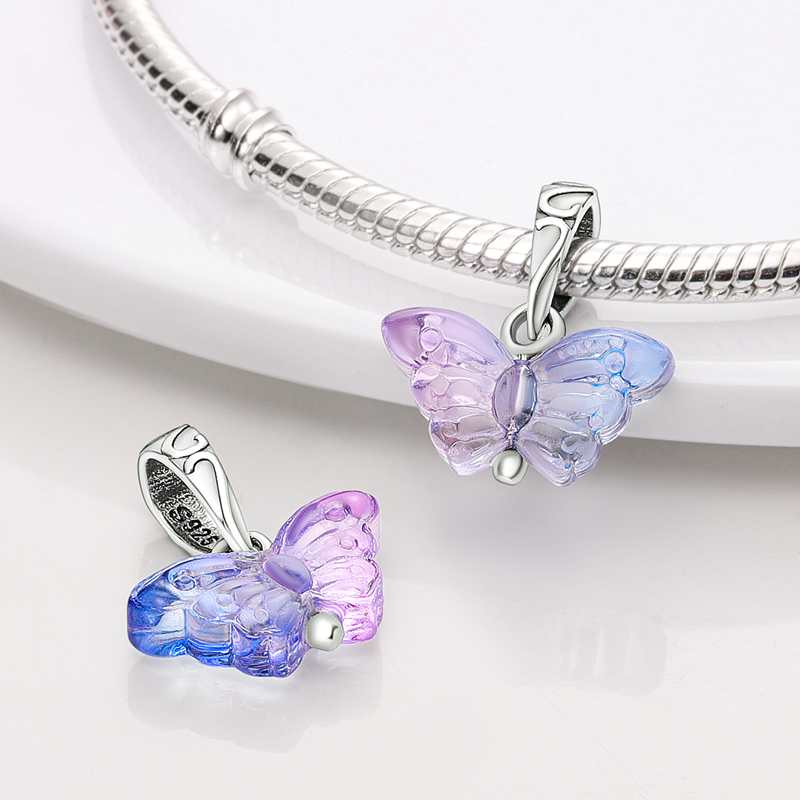 S925 Snake Pure Silver Hot Air Balloon And Flower Butterfly Charm Beads Suitable For Bracelet DIY Fashion Jewelry