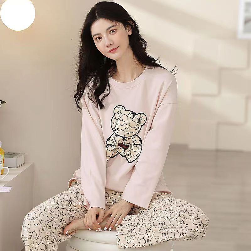 Women's Sleepwear Pajamas Ladies Spring and Autumn Long Sleeve Thin Section Women's Autumn and Winter Large Size Casual Autumn Homewear Set 