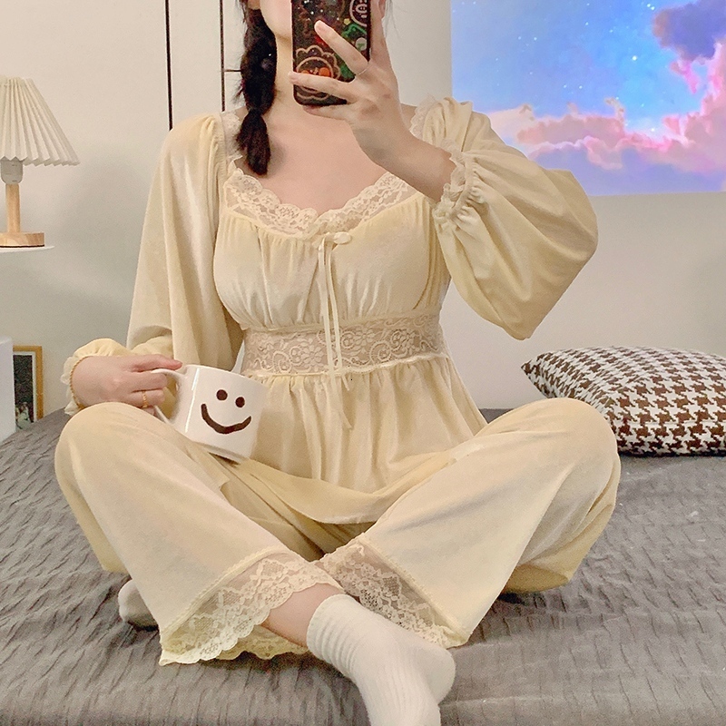 Women's Sleepwear Winter Long Sleeve sexy Lace V-neck Gold Velvet Pajama Sets for Women Korean Sleepwear Pyjama Homewear Pijama Mujer Clothes 230