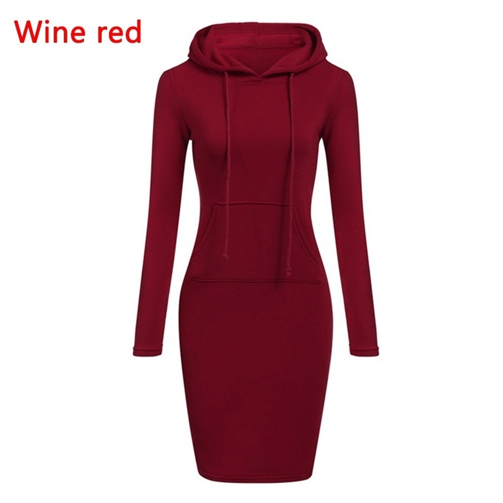 Womens Hoodies Sweatshirts WomenAutumn Winter Fashion Sweatshirt Dresses Female Pocket Hooded Casual Solid Color Long Sleeve Mini Kleid 230310