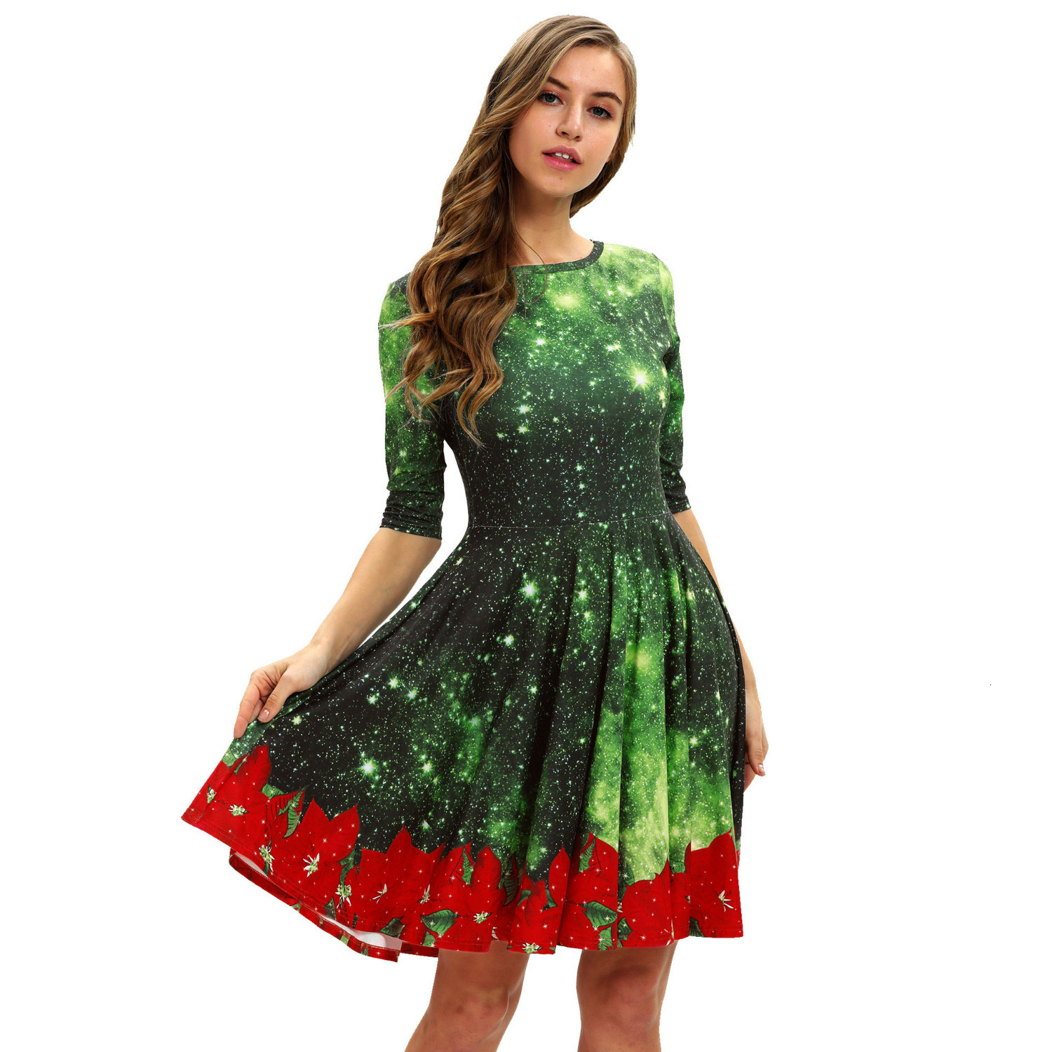 Family Matching Outfits Mom and Daughter Christmas Dress Cute Party Parentchild Fashion Printed Teen Girls Mother Clothes rtu 230310