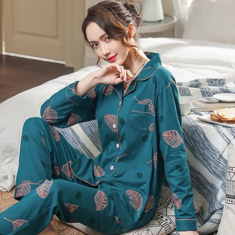 Women's Sleepwear Pyjama Women Clothes Summer Womens Pajamas Sets Long-sleeved Sleepwear Suits Girl Fashion Casual Outerwear Sleepwear Night Suit