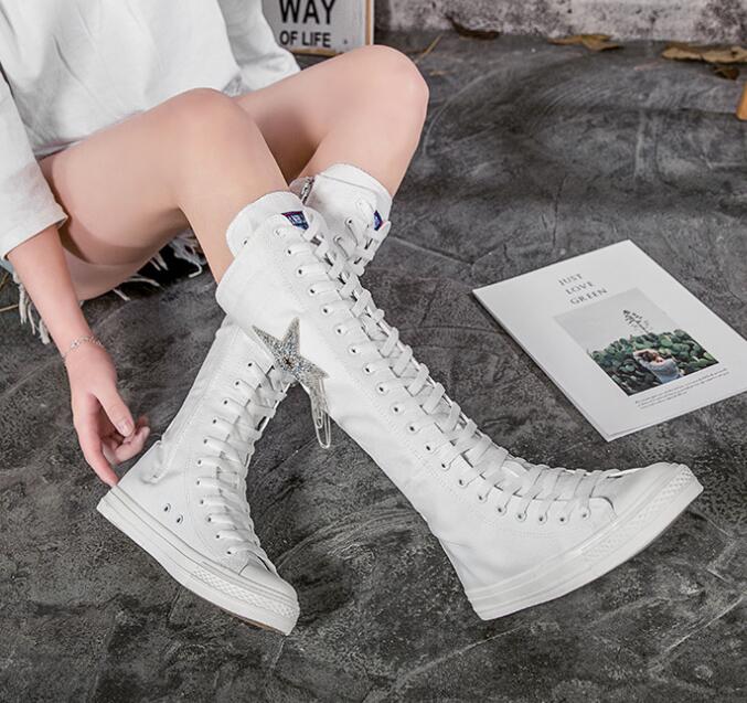 Tenis Women Shoe Ladies Canvas Boot Casual Flat Shoes Sequins Tassels Zipper Boot Comfortable Vulcanized Sneakers