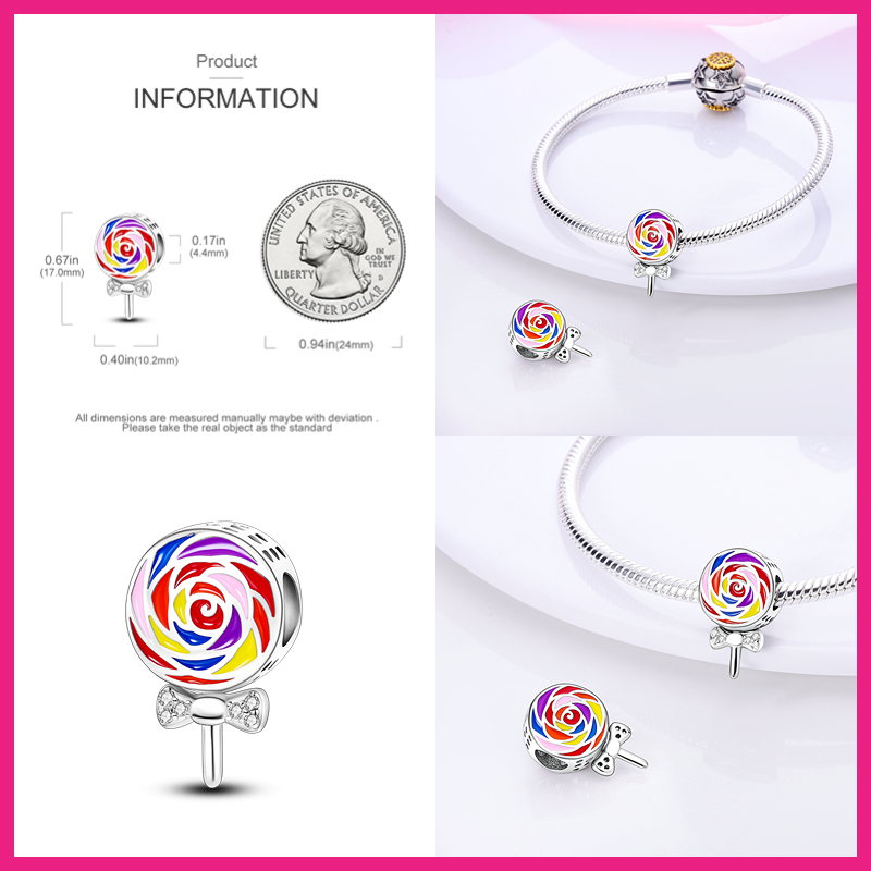 2024 New Charms 925 Sterling Silver Ice Cream Lollipop Colorful Hot Air Balloon Charms Bead Fit For S925 Snake Bacelet DIY