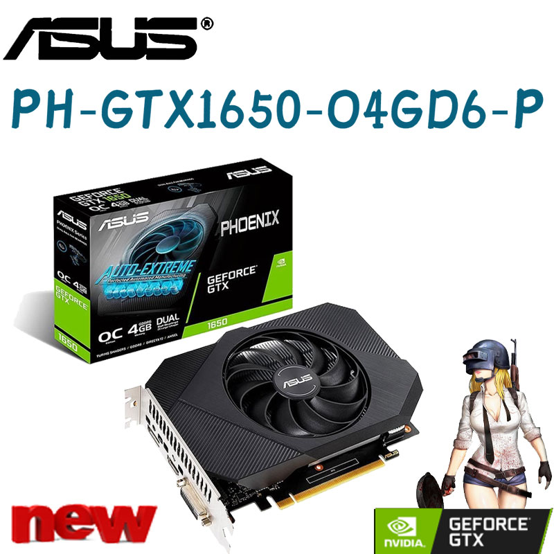 ASUS Phoenix GeForce GTX1650-O4GD6-P Graphics Card PCI Express 3.0 GTX 1650 OC edition 4GB GDDR6 128-Bit Video Card Single Fan
