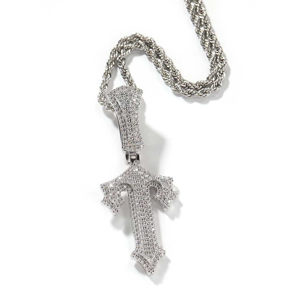 A-Z Burr Initial English Letter Pendant Necklace 18k Real Gold Iced Out CZ Stone Cubic Zirconia DIY Bling Crystal Charm Hip Hop Jewelry Accessories Gi