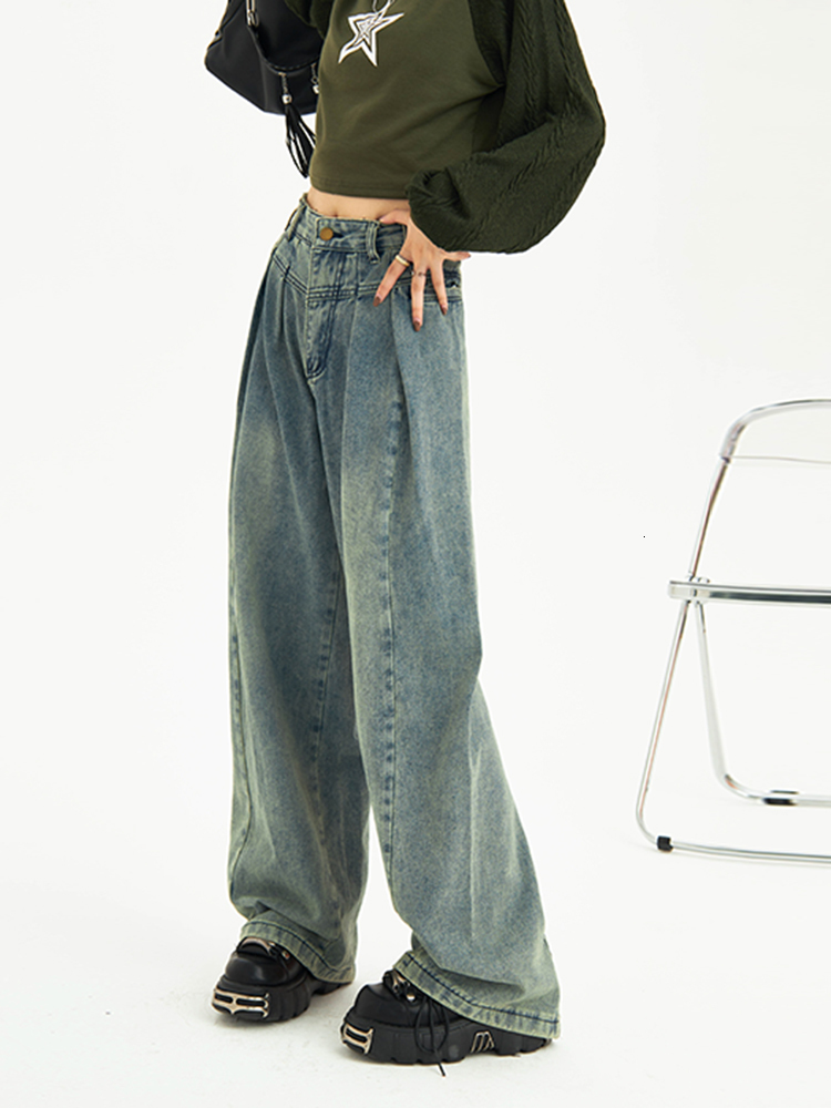 Women's Jeans Fashion Harajuku Wide Leg Jeans for Women All-Match Loose Casual Wash Denim Pants Baggy High Street Long Trousers Spring 230310