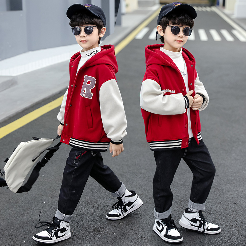 Jackets Fashion Baby Boy Baseball Jacket Spring Autumn Toddler Kids Letter Print Cotton Coat Sport Outwear Clothes 2 To 13 Years Old 230310