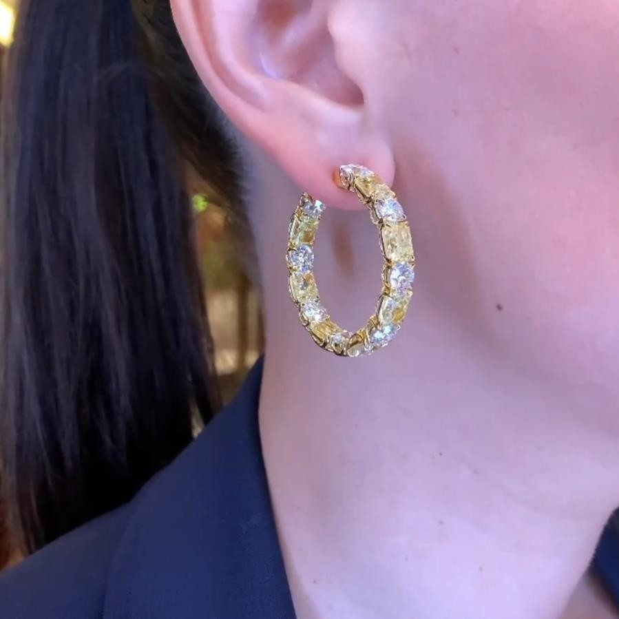 Handmade Hoop Earring AAAAA Zircon Charm White Gold Filled Party Wedding Earrings Cuff for Women Men Promise Engagement Jewelry Gift