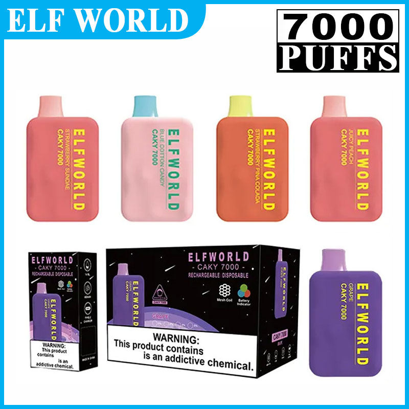Original Elfworld Caky 7000 Puffs E Cigarettes Disposable Box Vape Pen 14ml 650mAh Rechargeable Refilled Reuse Cartridges Mesh Coil 5% Nic Vapes Pod VS Randm 7000 puff
Original Elfworld Caky 7000 Puffs E Cigarettes Disposable Box Vape Pen 14ml 650mAh Rechargeable Refilled Reuse Cartridges Mesh Coil 5% Nic Vapes Pod VS Randm 7000 puff