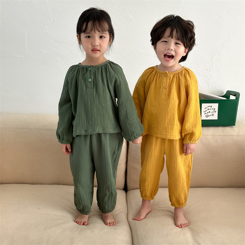 Pajamas EnkeliBB 100% Cotton Soft Kids Sleep Suits Long Sleeve Spring Pajama Sets Clothes For Toddler And Baby Girl Home Sets 230310