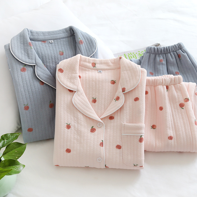 Women's Sleepwear Fdfklak Ladies Sleep Wear 2 Pieces Home Suit Women's pajamas Set Autumn Winter 100% Cotton Pijama TopPant Pyjamas 230310