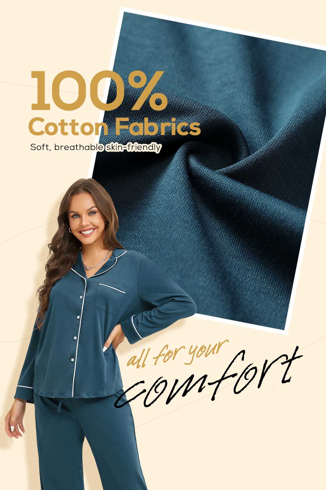 Women's Sleepwear DOBREVA Women's Pajamas Set PJ Cotton Sleepwear Long Sleeve Pants 2 Piece Soft Comfy Lounge Sets Loungewear Button Down 23